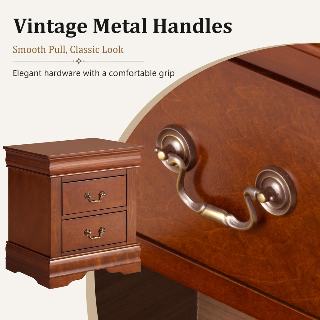 Solid Wood 2 Drawer Nightstand A306
