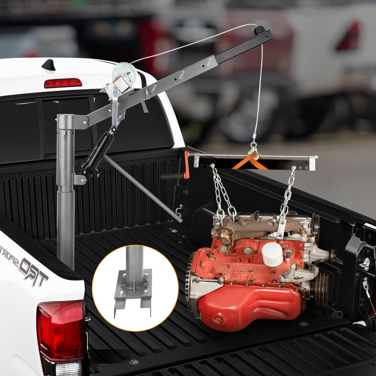 1000 LBS Hydraulic Pickup Truck Crane Hoist Q532797