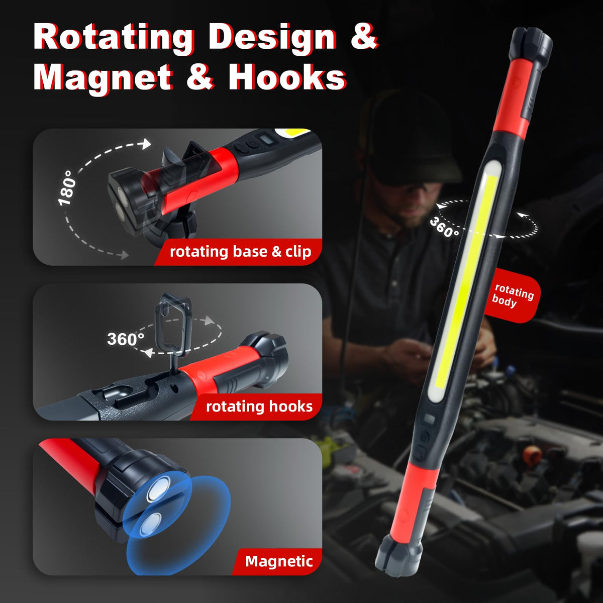3000 Lumens Rechargeable Magnetic LED Work Light P144130
