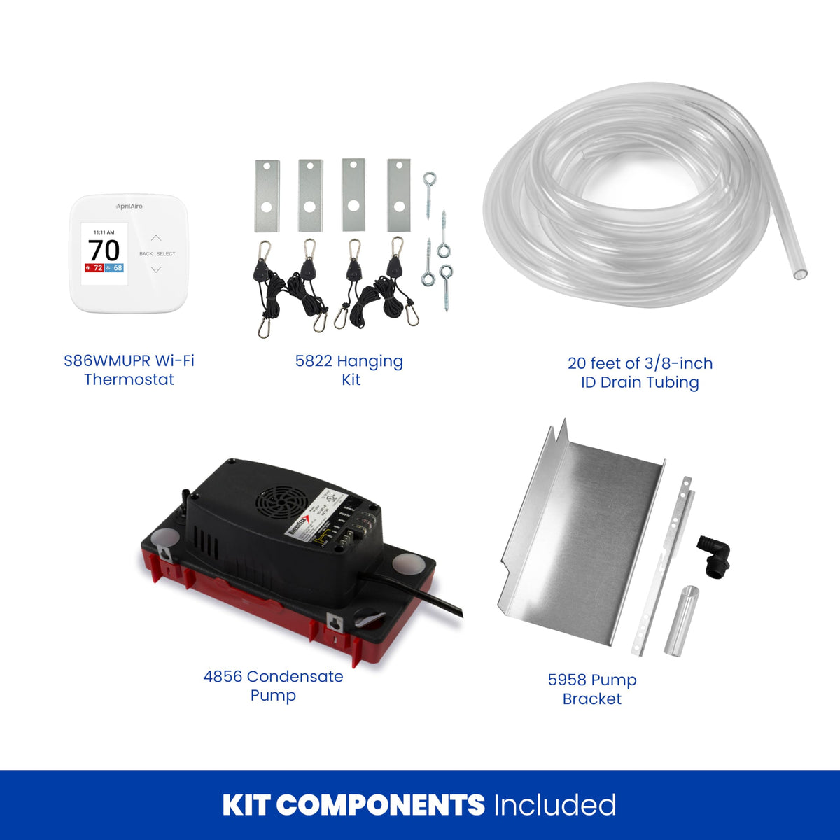 50-Pint Whole-House Dehumidifier with Wi-Fi Thermostat, Drain Hose, Condensate Pump, Bracket, and Hanging Kit R474207