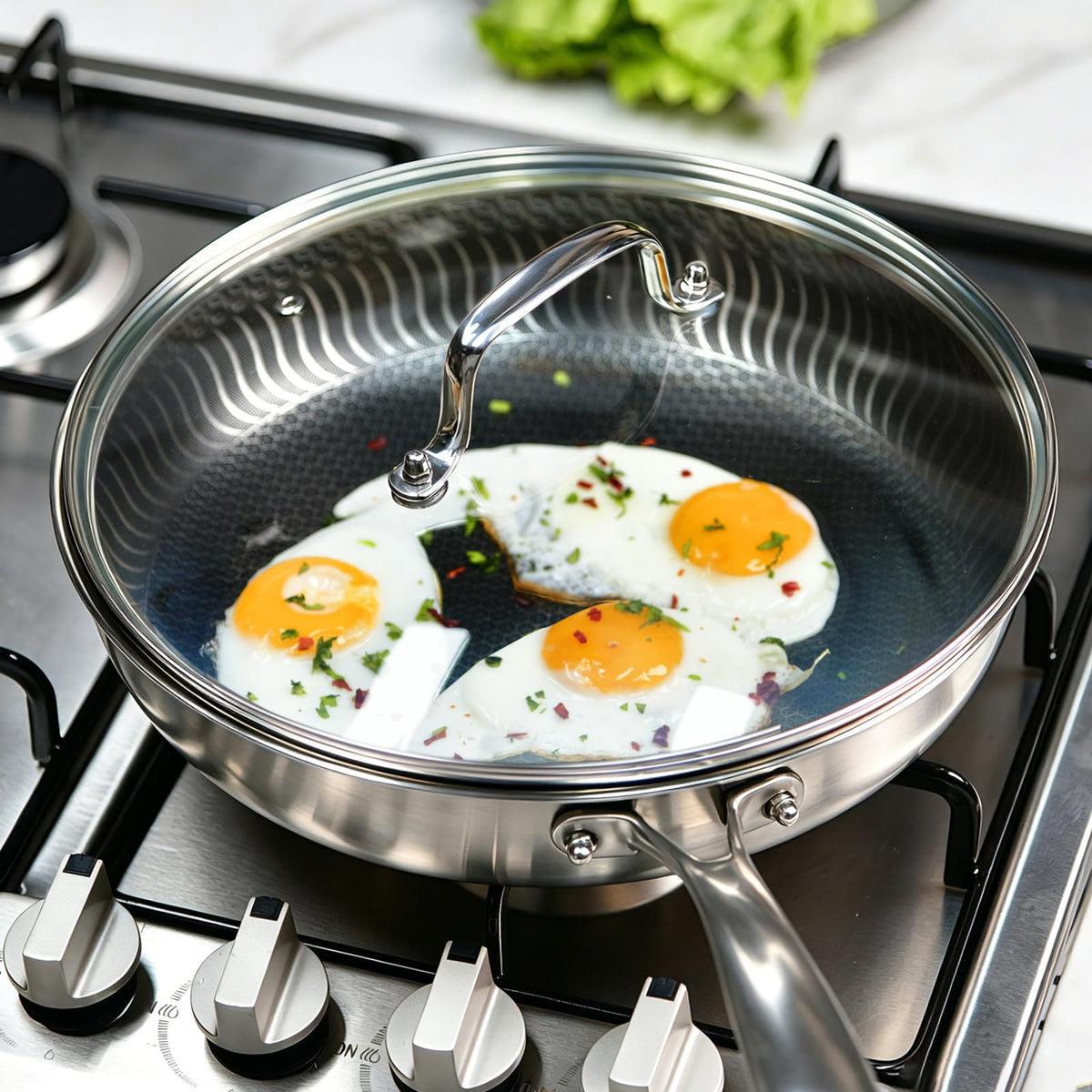 11 IN Glass Lid with Stainless Steel Handle B191