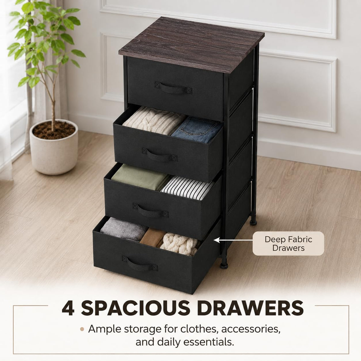 4 Drawer Fabric Storage Tower with Steel Frame P466