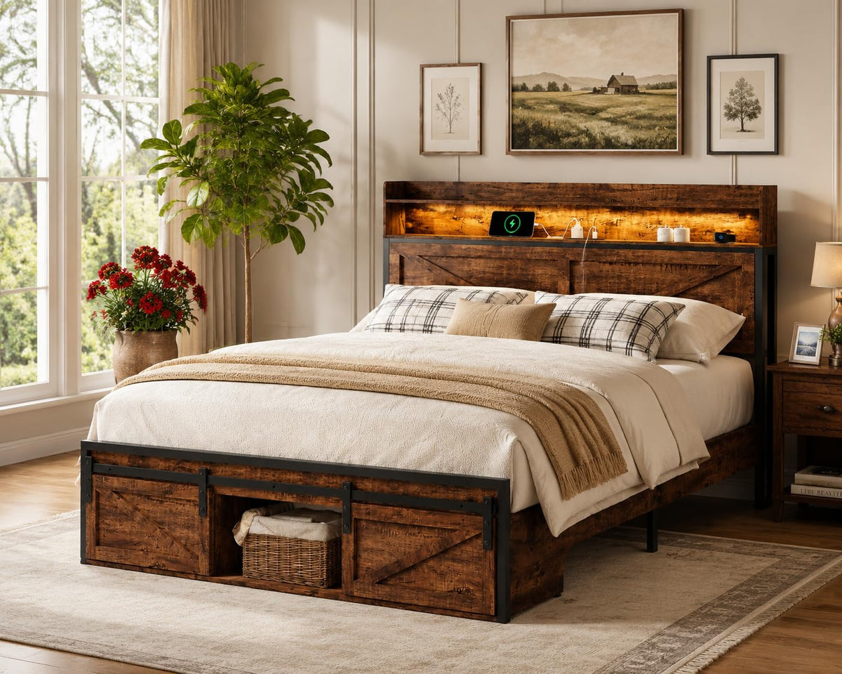 Queen Bed Frame with Storage Headboard H714923