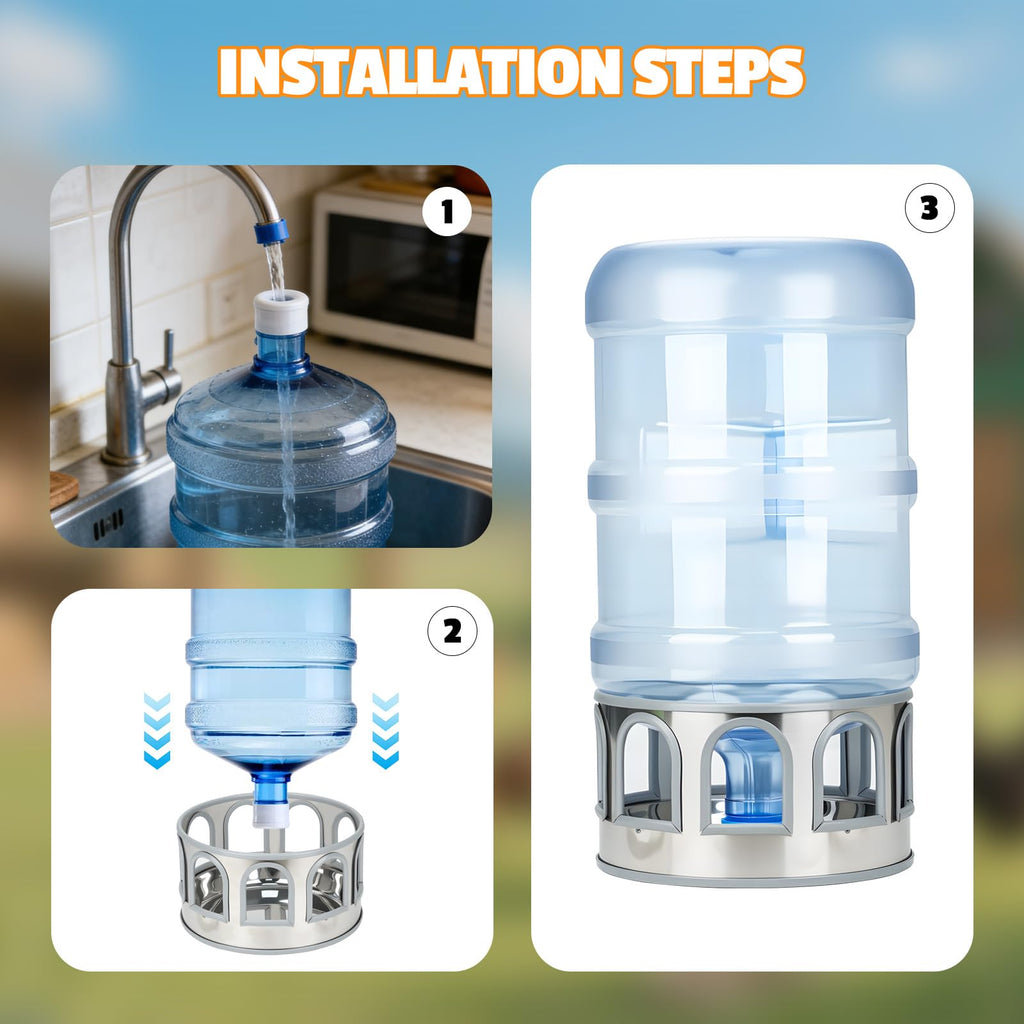 5 Gallon Stainless Steel Poultry Waterer Base with 9 Guarded Drinking Ports K2046