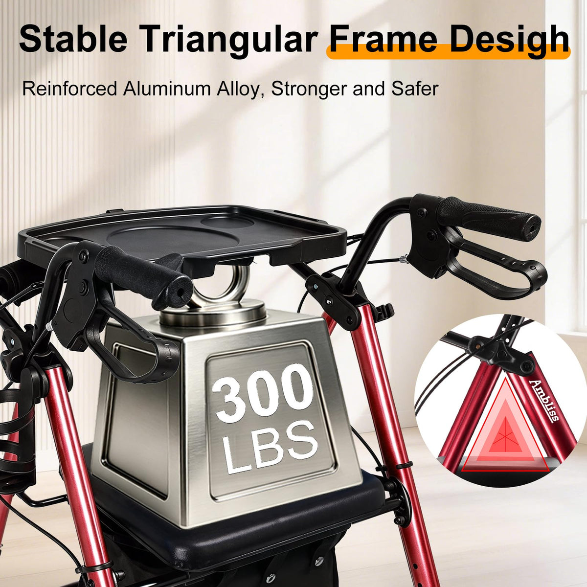 Foldable Rollator Walker with Seat & Tray L232612