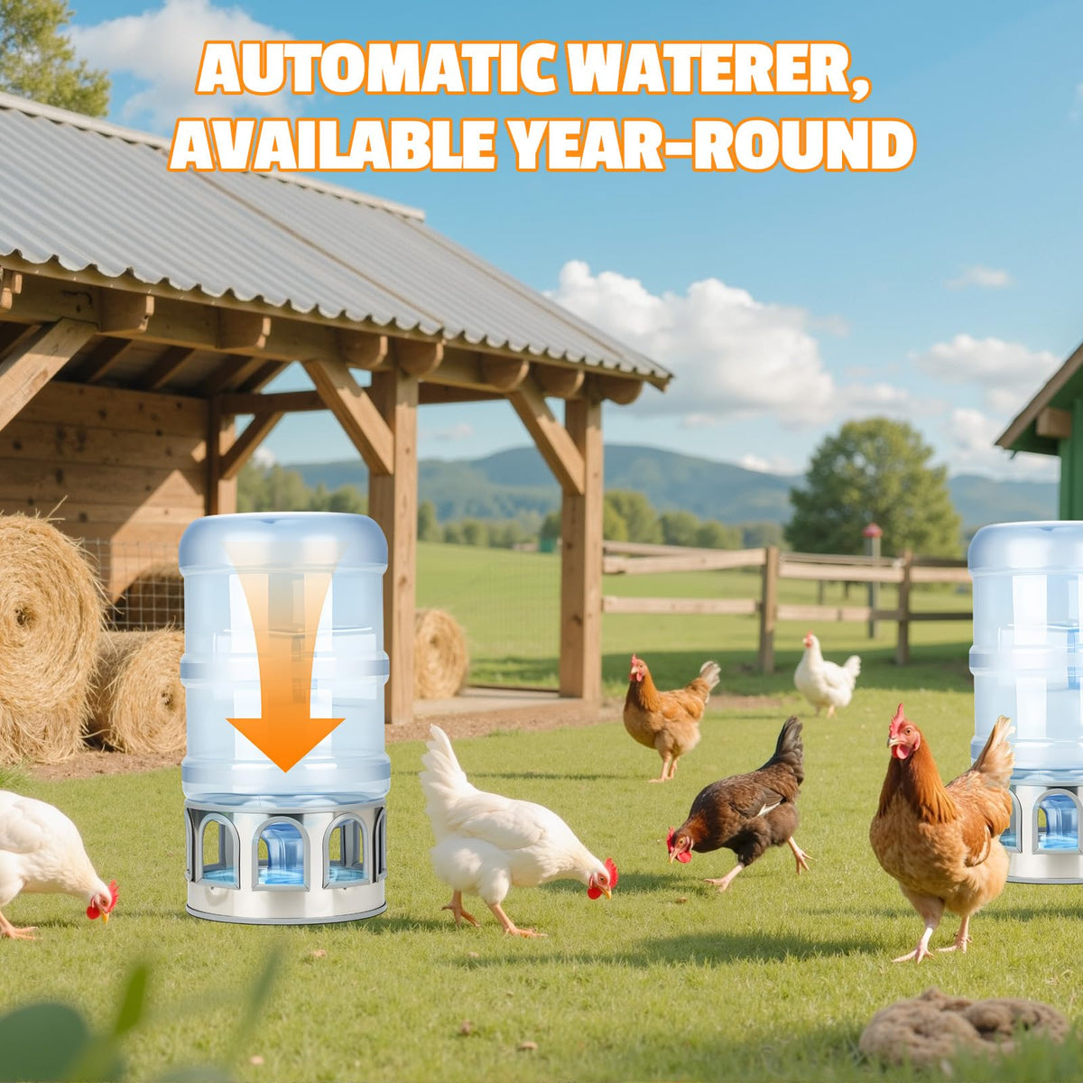 5 Gallon Stainless Steel Poultry Waterer Base with 9 Guarded Drinking Ports K2046
