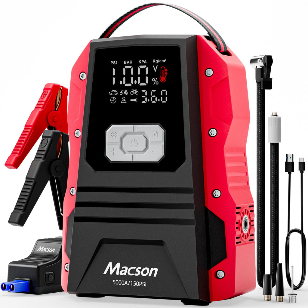 Portable 12V Jump Starter with Air Compressor and 150PSI Tire Inflator P830048