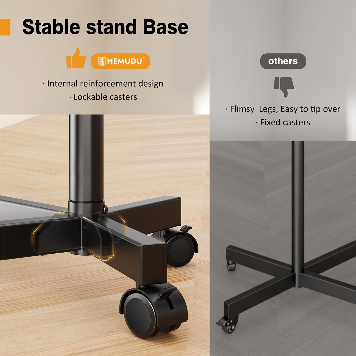 Mobile TV Stand for 23-60 Inch Flat Curved Screen TVs with Wheels S7910