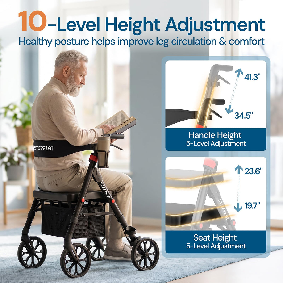 Bariatric Rollator Walker with Seat 500 lb Capacity C951777