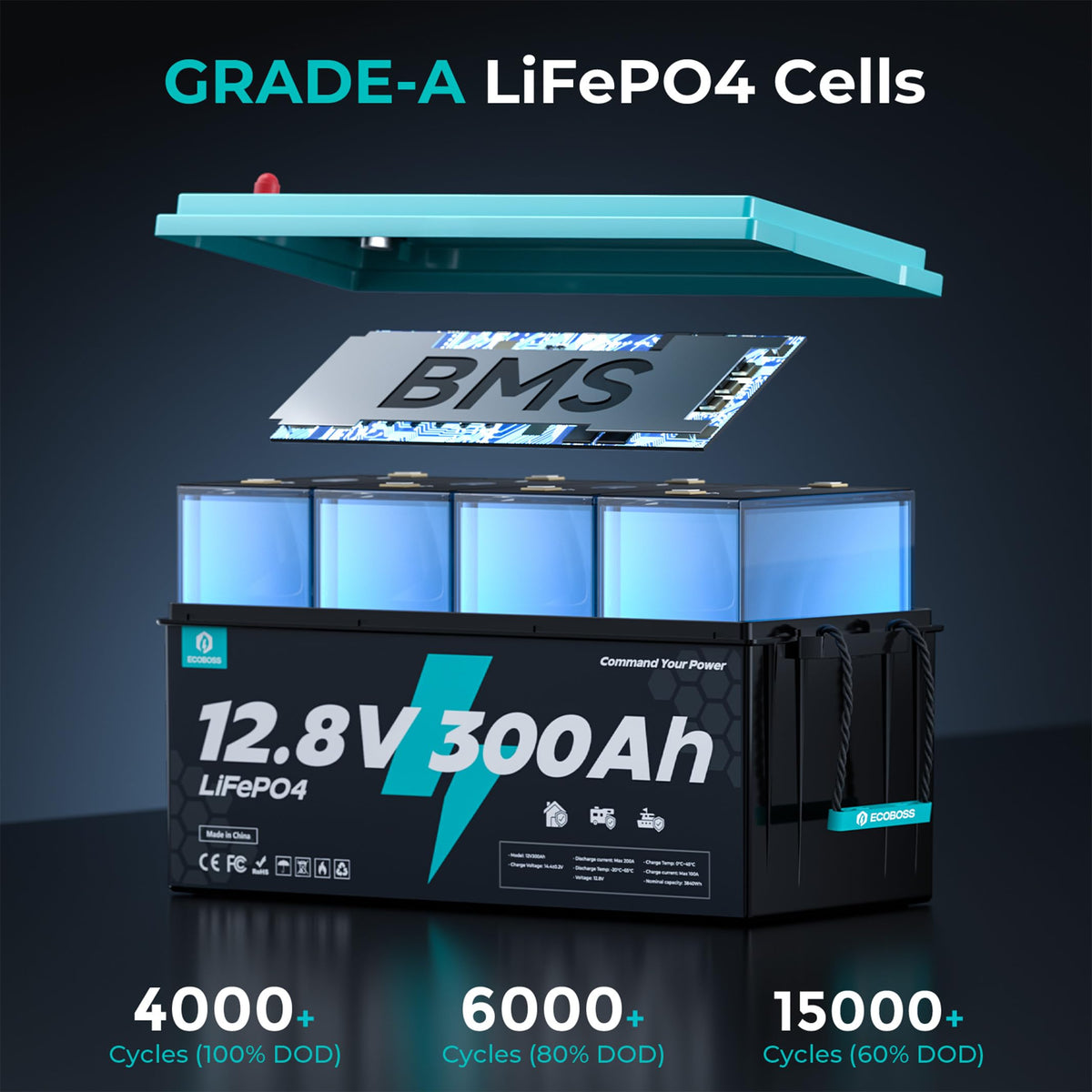 12V 300Ah LiFePO4 Deep Cycle Lithium Battery L5594