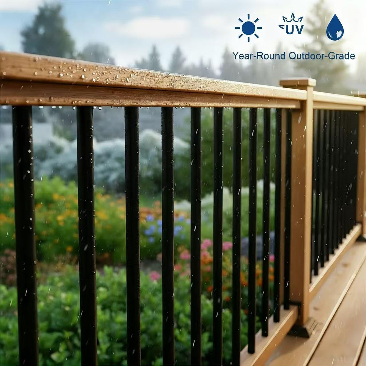 56 Pack 26 inch Black Round Aluminum Balusters T478082