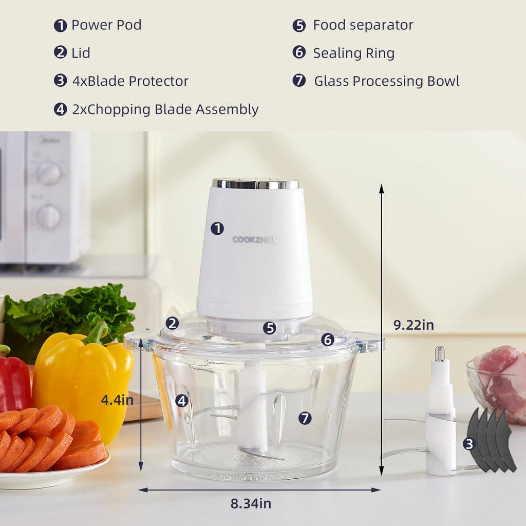 500W Stainless Steel 8-Cup Glass Bowl Food Processor D562642