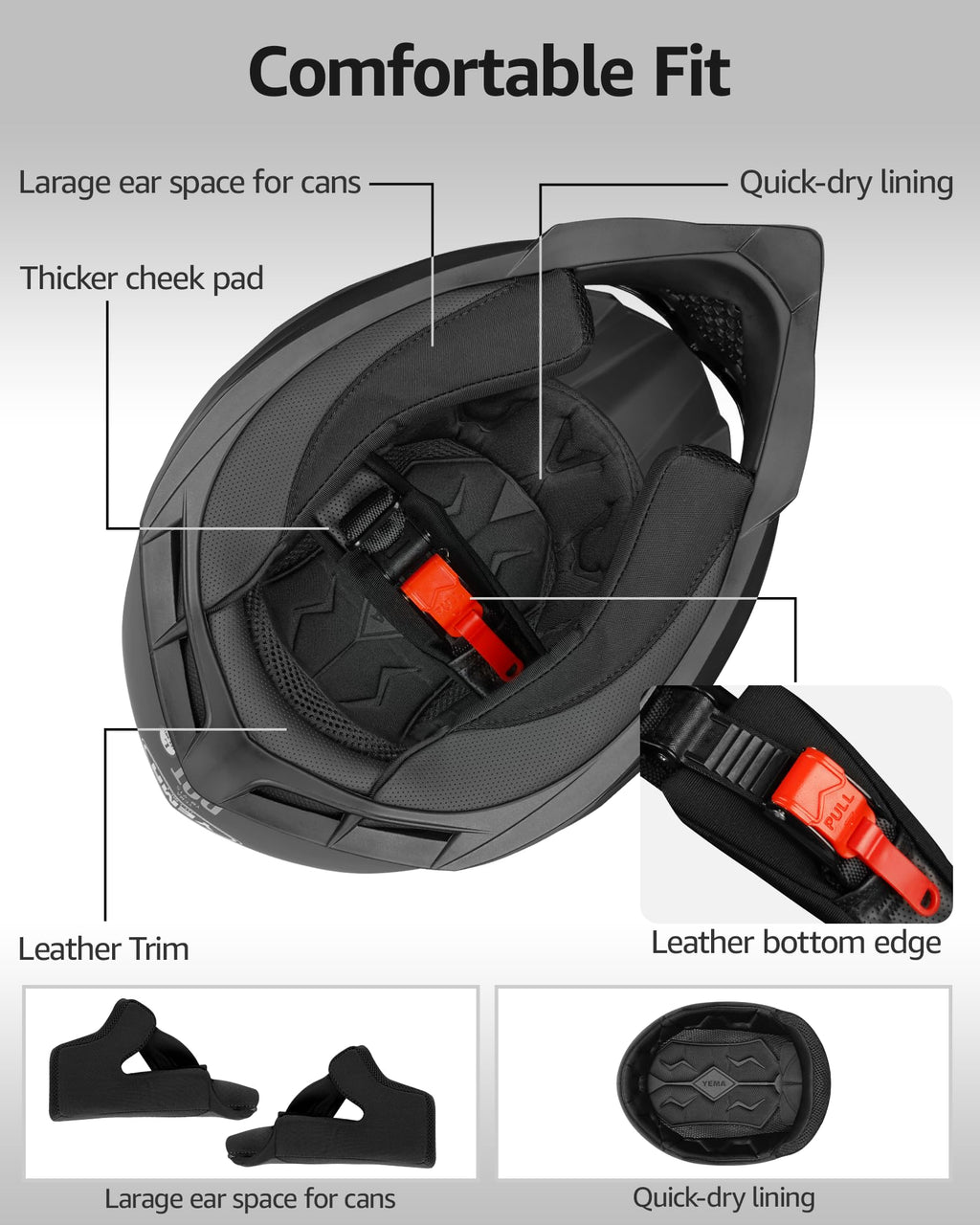 Black DOT Approved Ventilated Motocross Helmet N838992