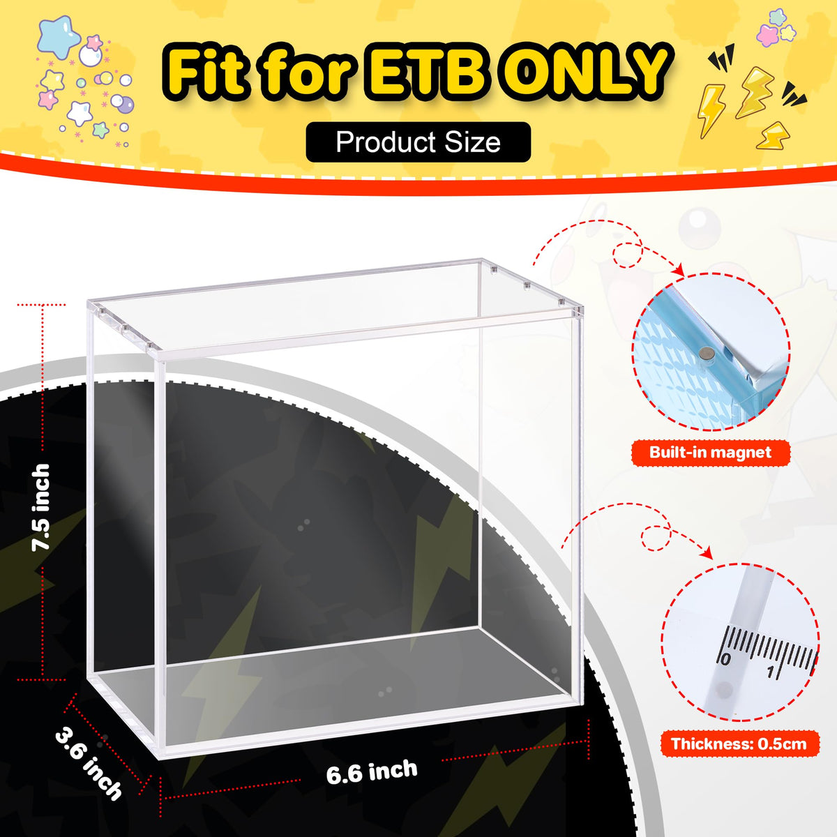 2 PCS 5mm Clear Acrylic Display Case Z1732