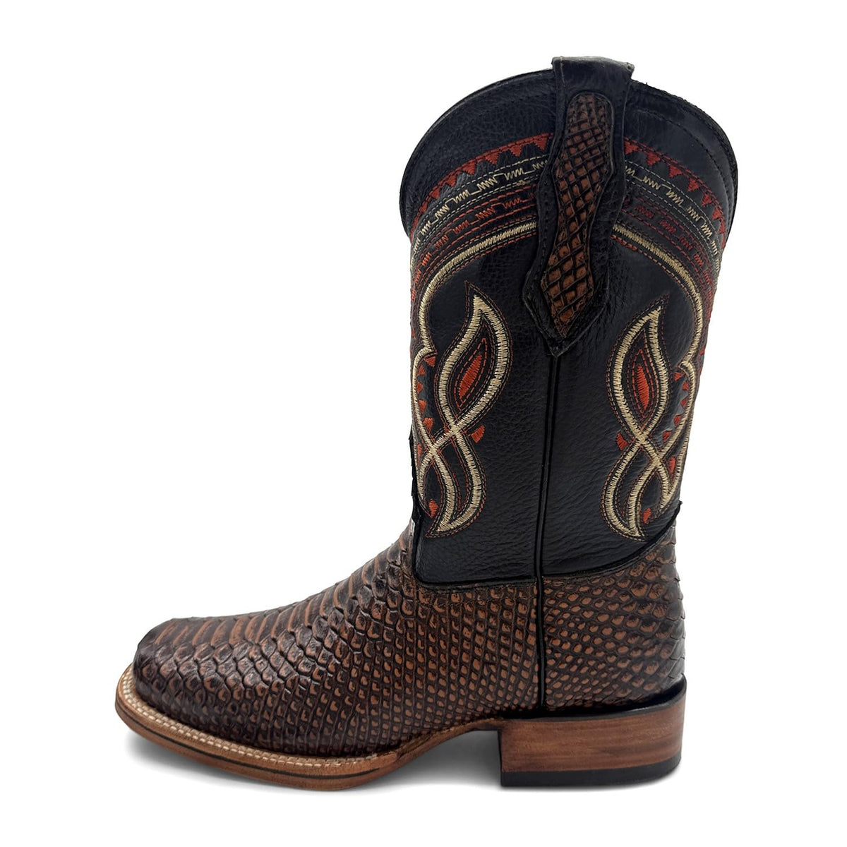 Mens Snakeskin Print Leather Western Boots M1885