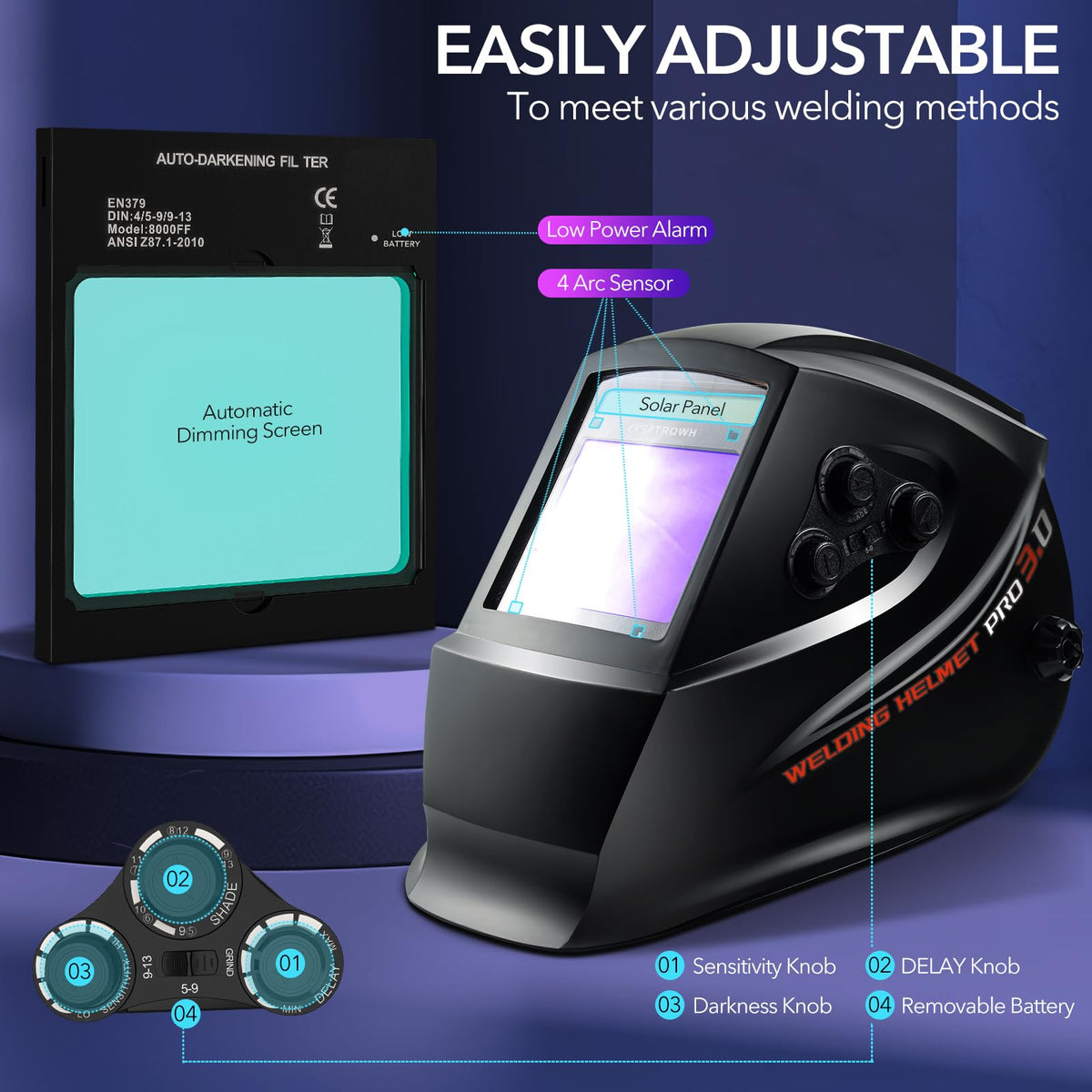 Auto Darkening Solar Powered Welding Helmet X217350