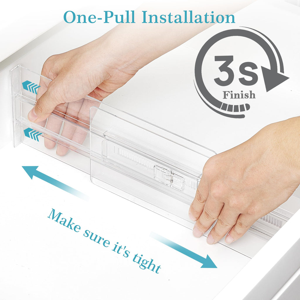 12 Pack Adjustable Clear Plastic Drawer Dividers L956