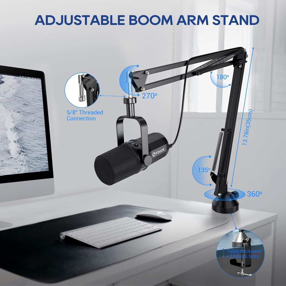 USB/XLR Dynamic Microphone Kit with Boom Arm T48939