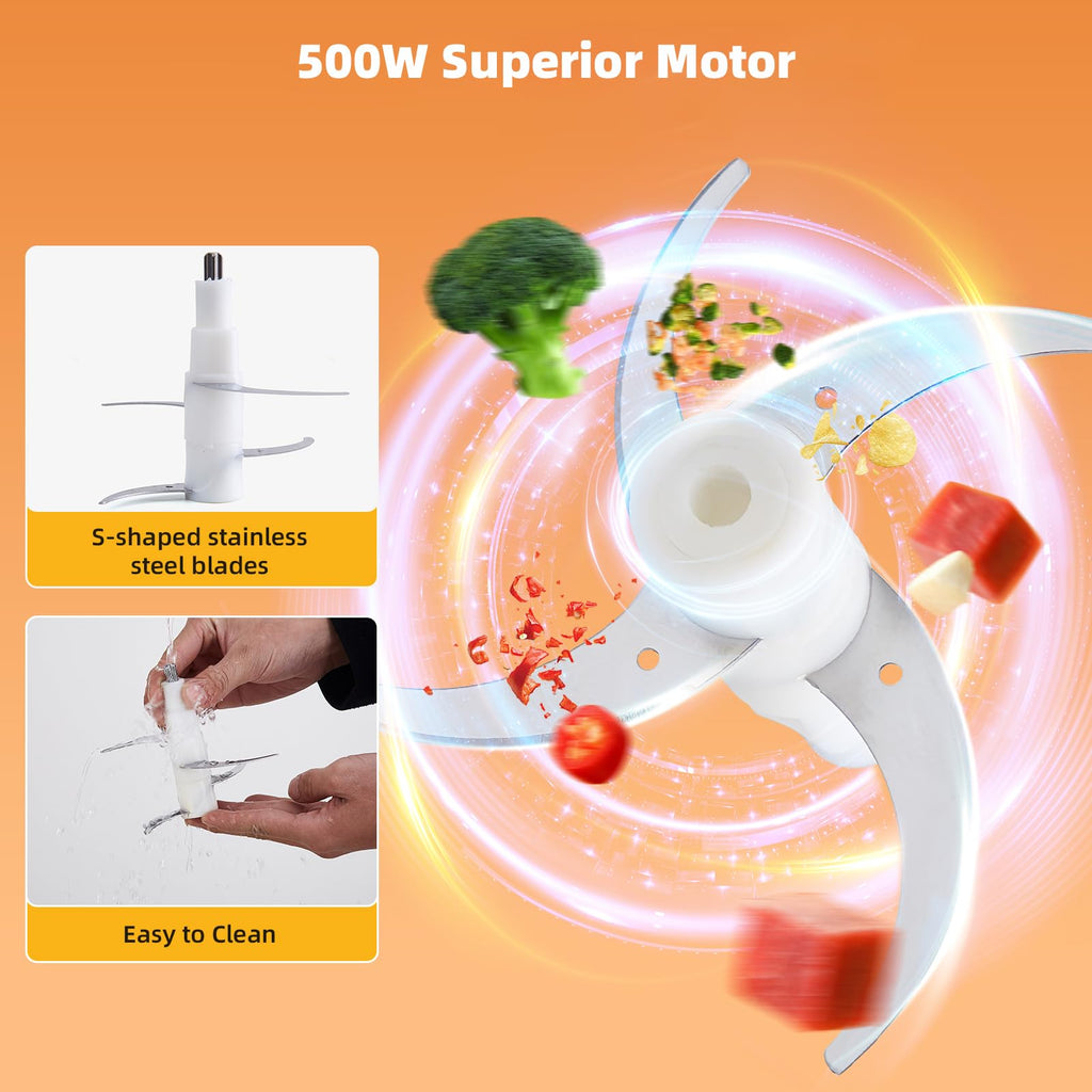 500W Stainless Steel 8-Cup Glass Bowl Food Processor D562642