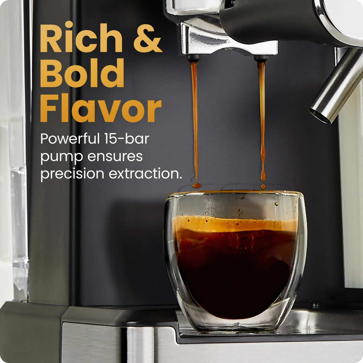 Espresso Machine with Built-In Milk Frother, 1.8 Liter Stainless Steel C849466