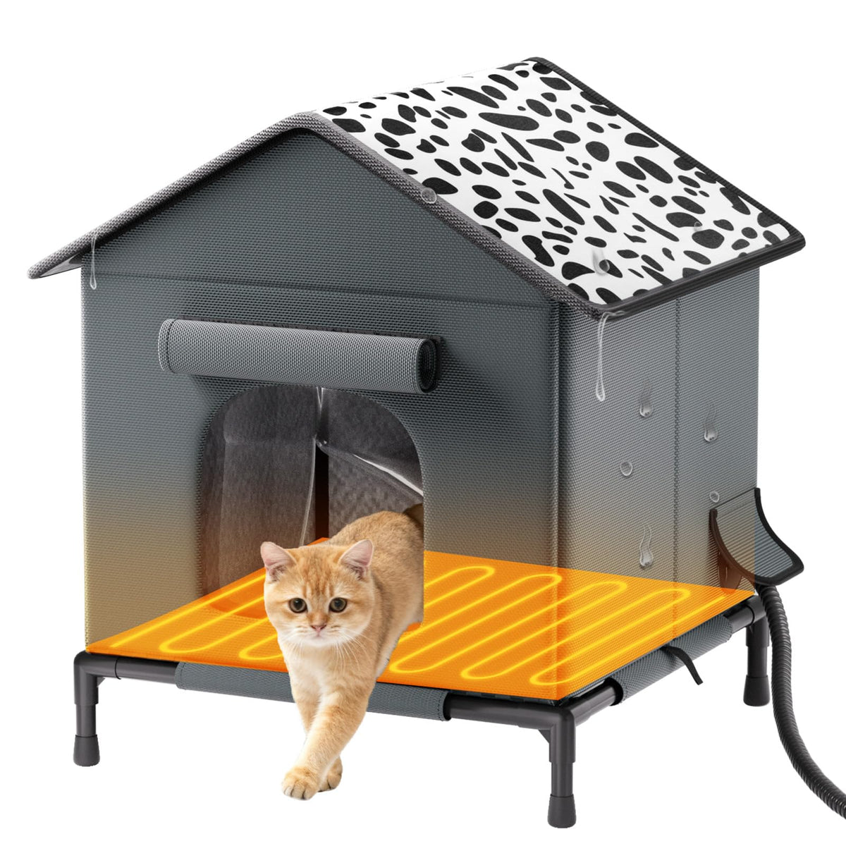 Heated Weatherproof Insulated Cat House with Heating Pad V226979