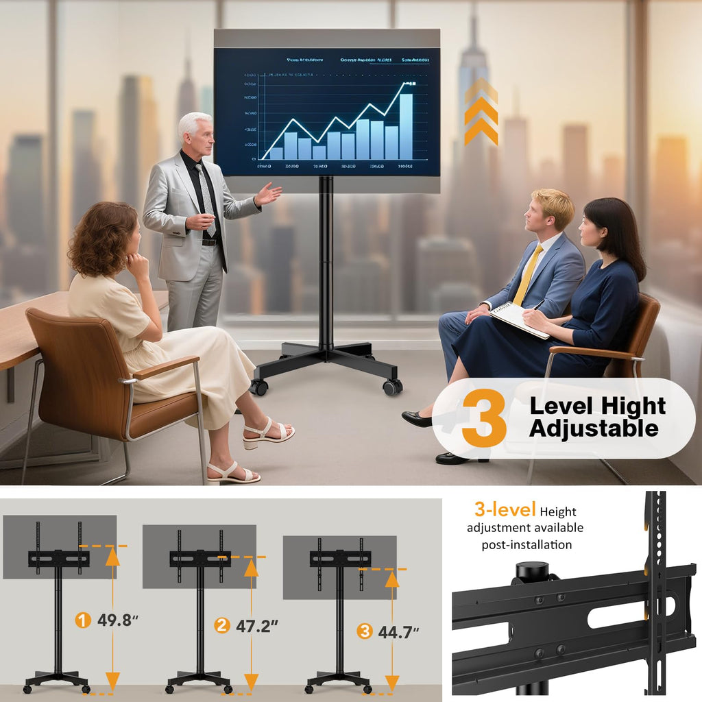 Mobile TV Stand for 23-60 Inch Flat Curved Screen TVs with Wheels S7910