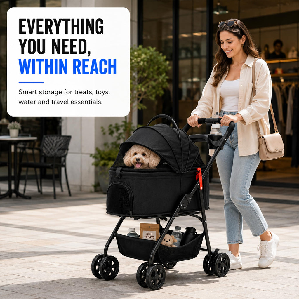 Foldable Pet Stroller with Cup Holder E486