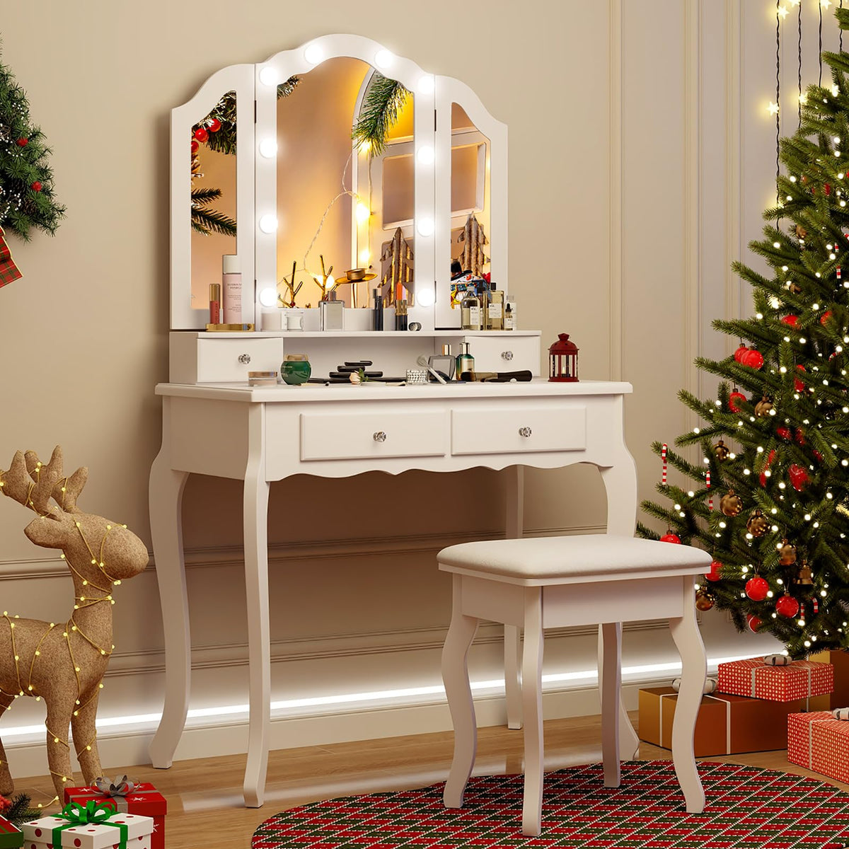 Vanity Desk with Lighted Mirror D995