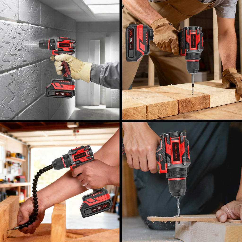 21V Brushless Cordless Drill Set with Charger, 3/8" Keyless Chuck, 87Pcs Accessories Z732
