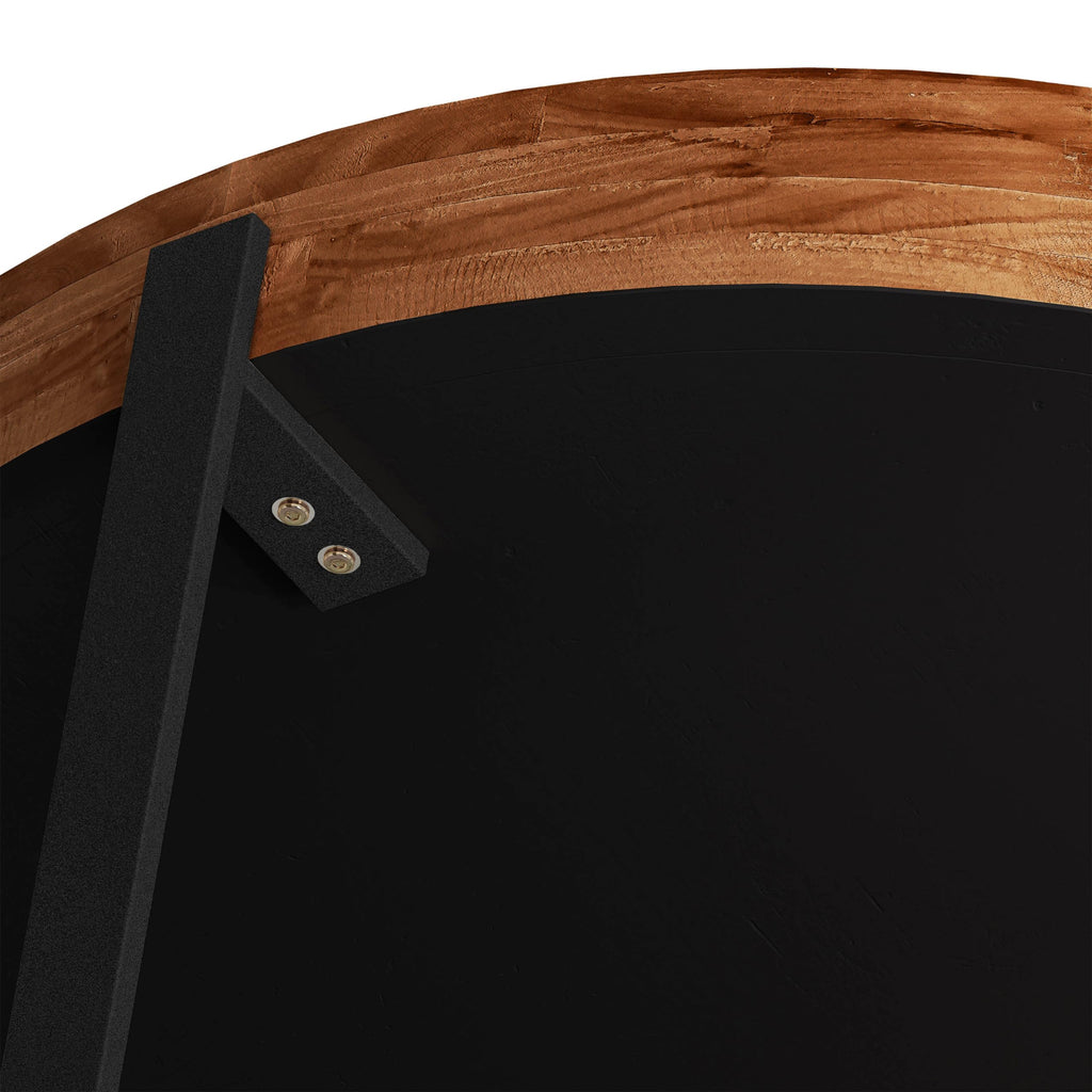Round Coffee Table with Fir Wood Top and Black Cross Legs Z1187