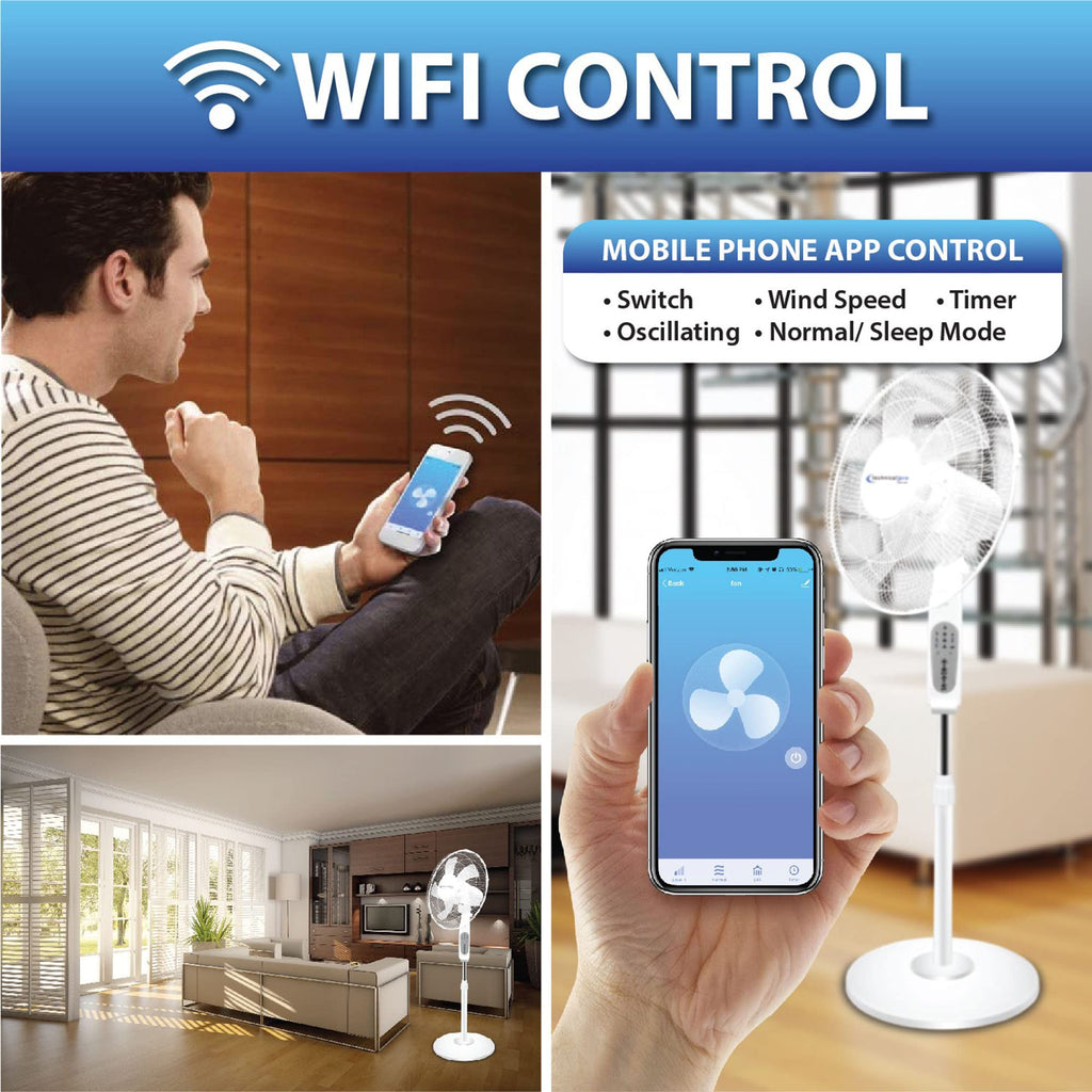 16” WIFI Enabled Oscillating Pedestal Fan Y327