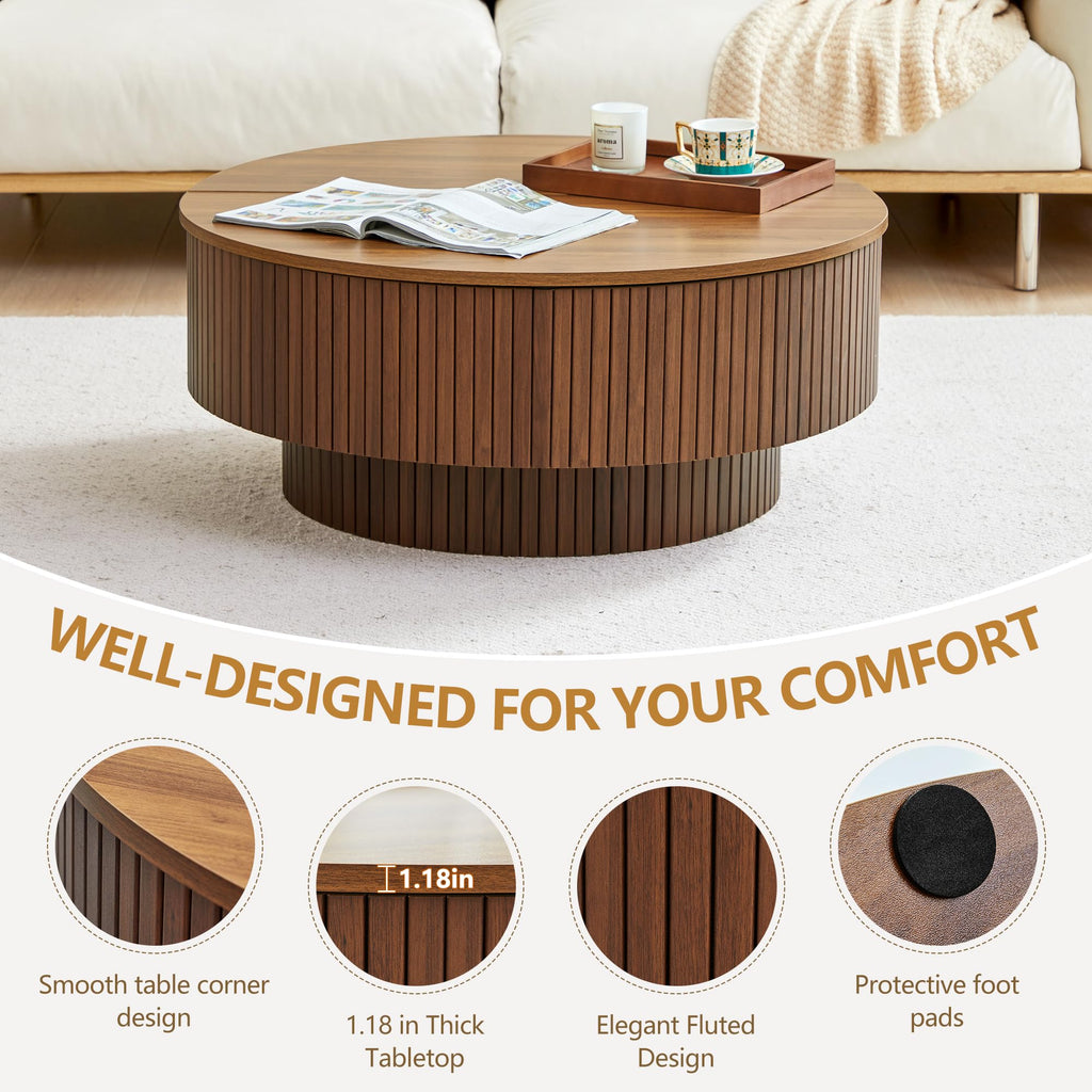 33" Round Lift-Top Coffee Table with Storage H65869