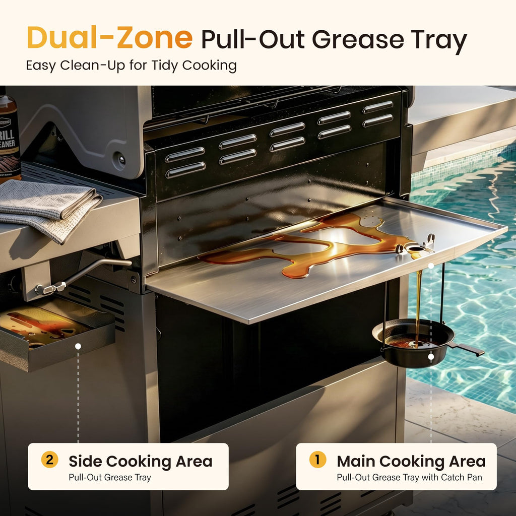 4 Burner Propane Gas BBQ Grill with Infrared Sear Burner T209