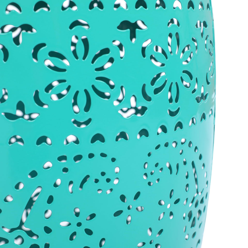 Teal Metal Patio Side Table Y639237
