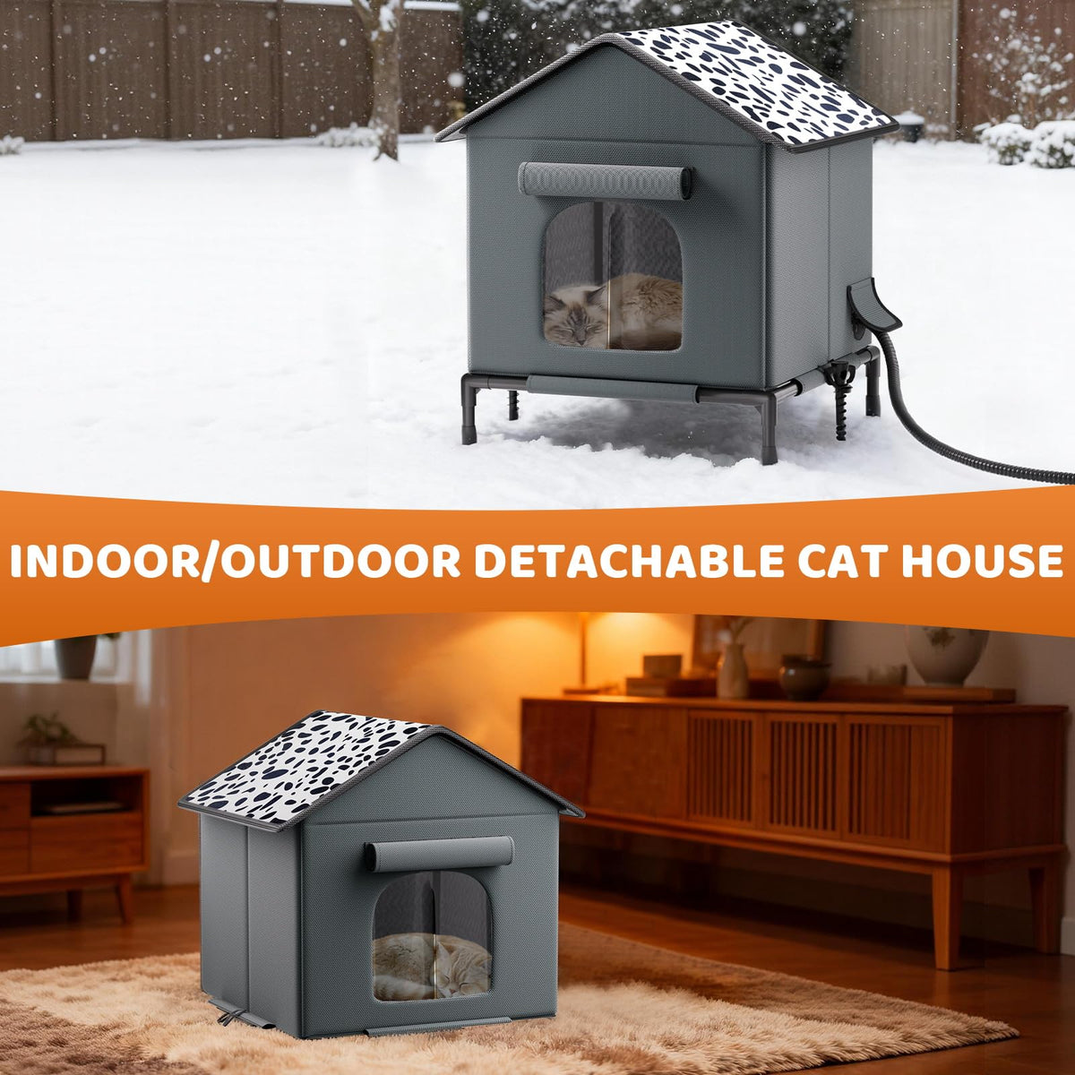 Heated Weatherproof Insulated Cat House with Heating Pad V226979