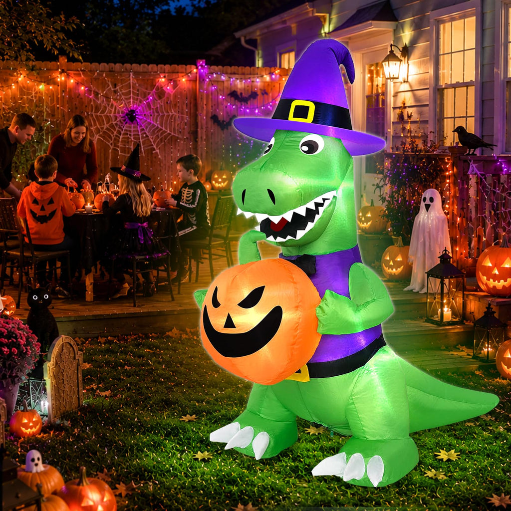4 Ft Halloween Inflatables Witch Dinosaur R887452