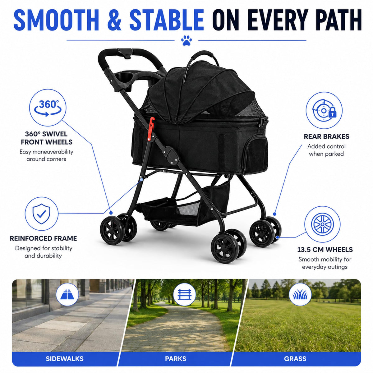 Foldable Pet Stroller with Cup Holder E486