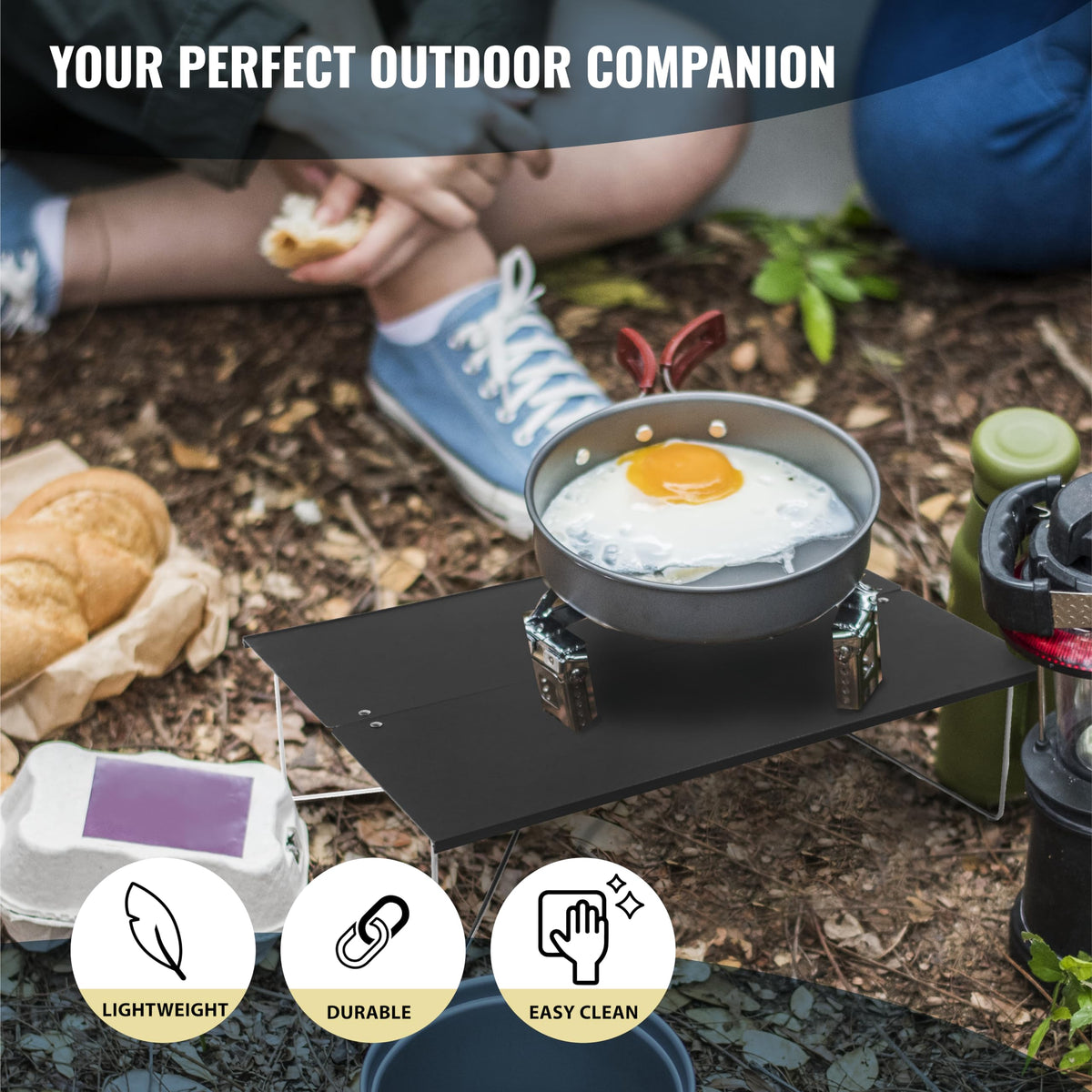 Compact Mini Camping Table Folding Black H7238