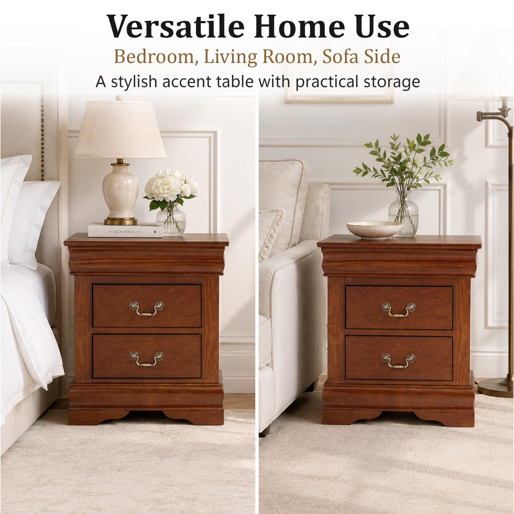 Solid Wood 2 Drawer Nightstand A306