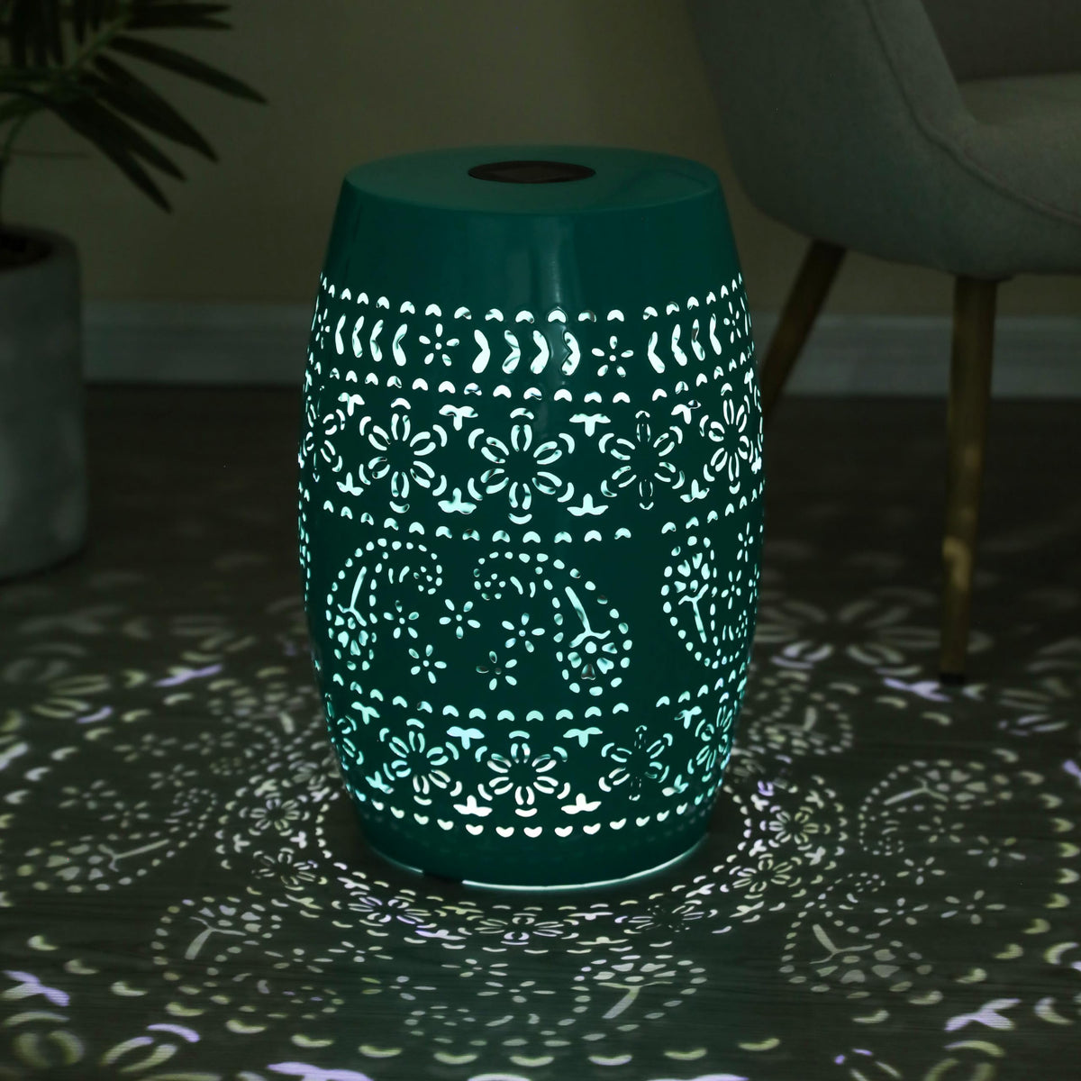 Teal Metal Patio Side Table Y639237