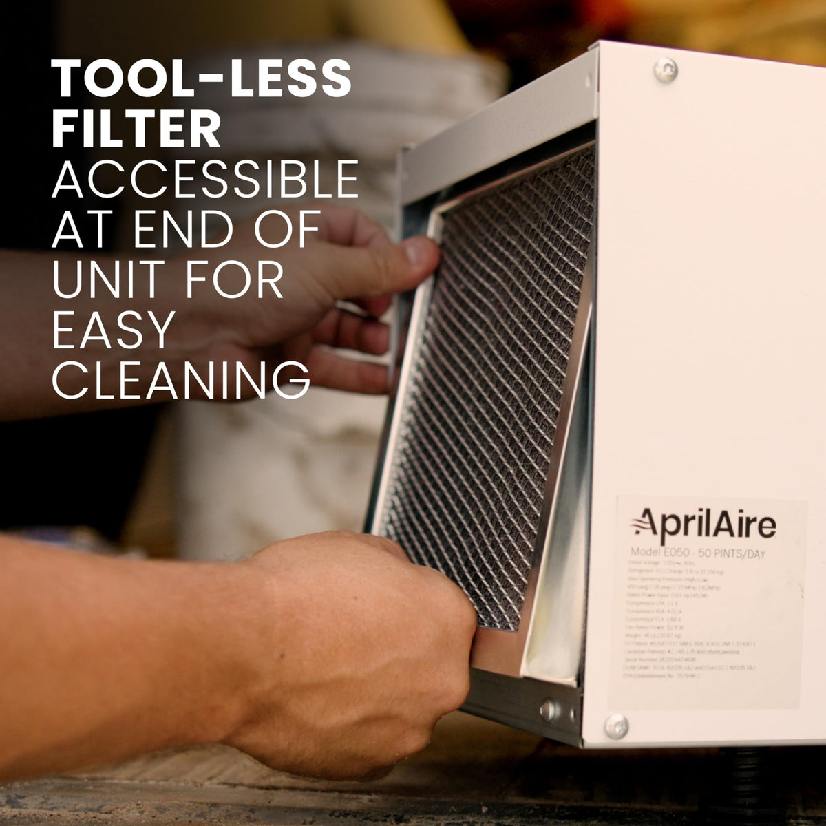 50-Pint Whole-House Dehumidifier with Wi-Fi Thermostat, Drain Hose, Condensate Pump, Bracket, and Hanging Kit R474207