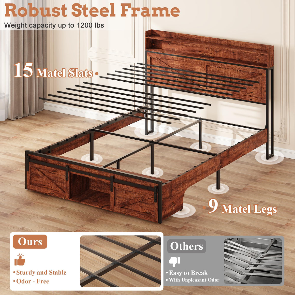 Queen Bed Frame with Storage Headboard H714923