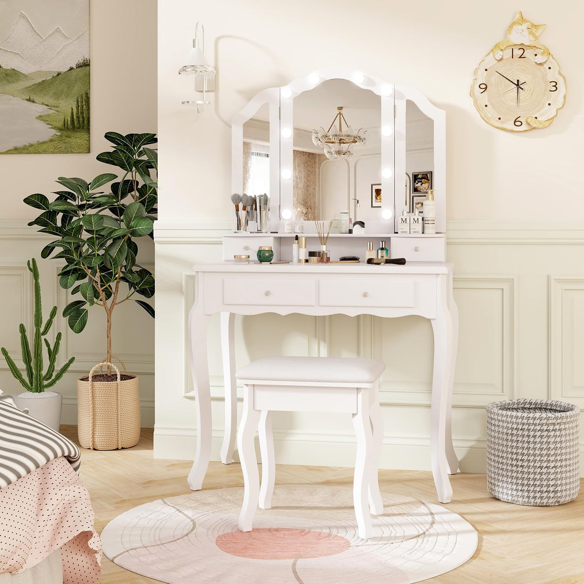 Vanity Desk with Lighted Mirror D995