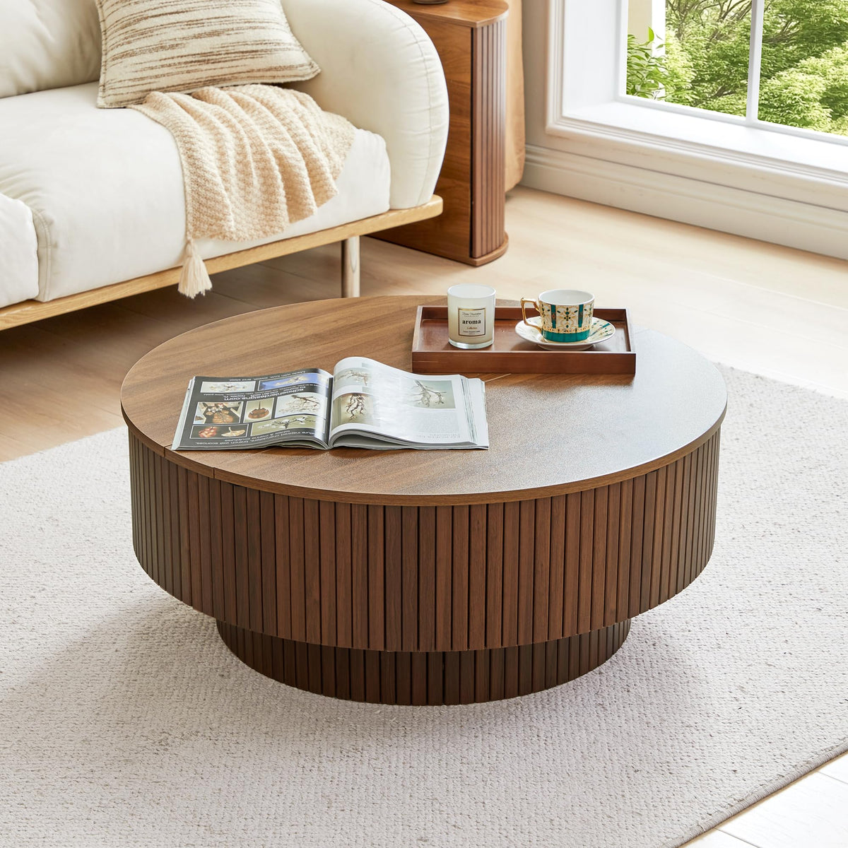 33" Round Lift-Top Coffee Table with Storage H65869