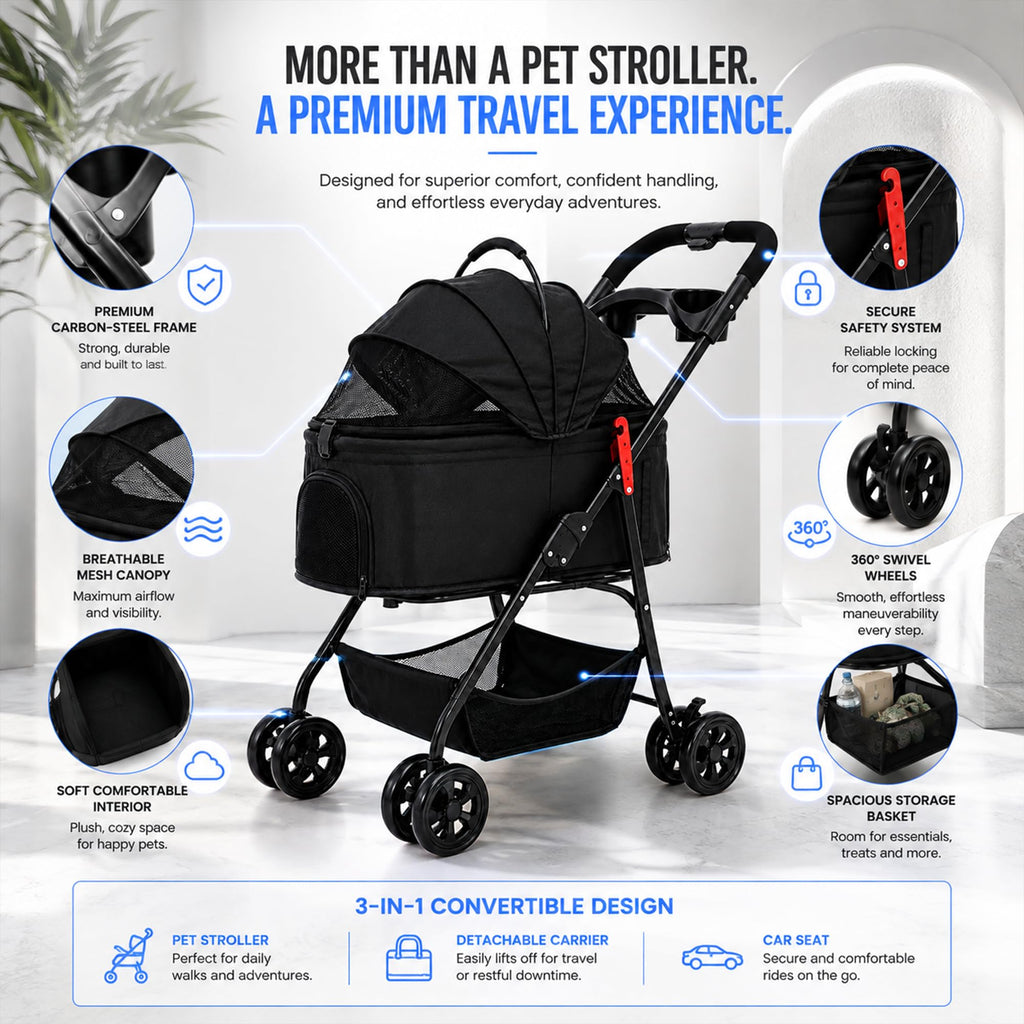 Foldable Pet Stroller with Cup Holder E486