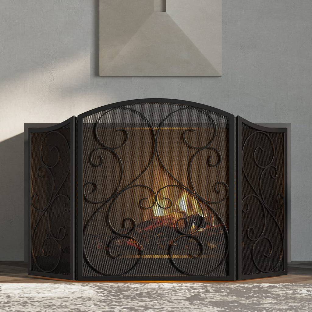 3 Panel Arch Top Wrought Iron Fireplace Screen G538586