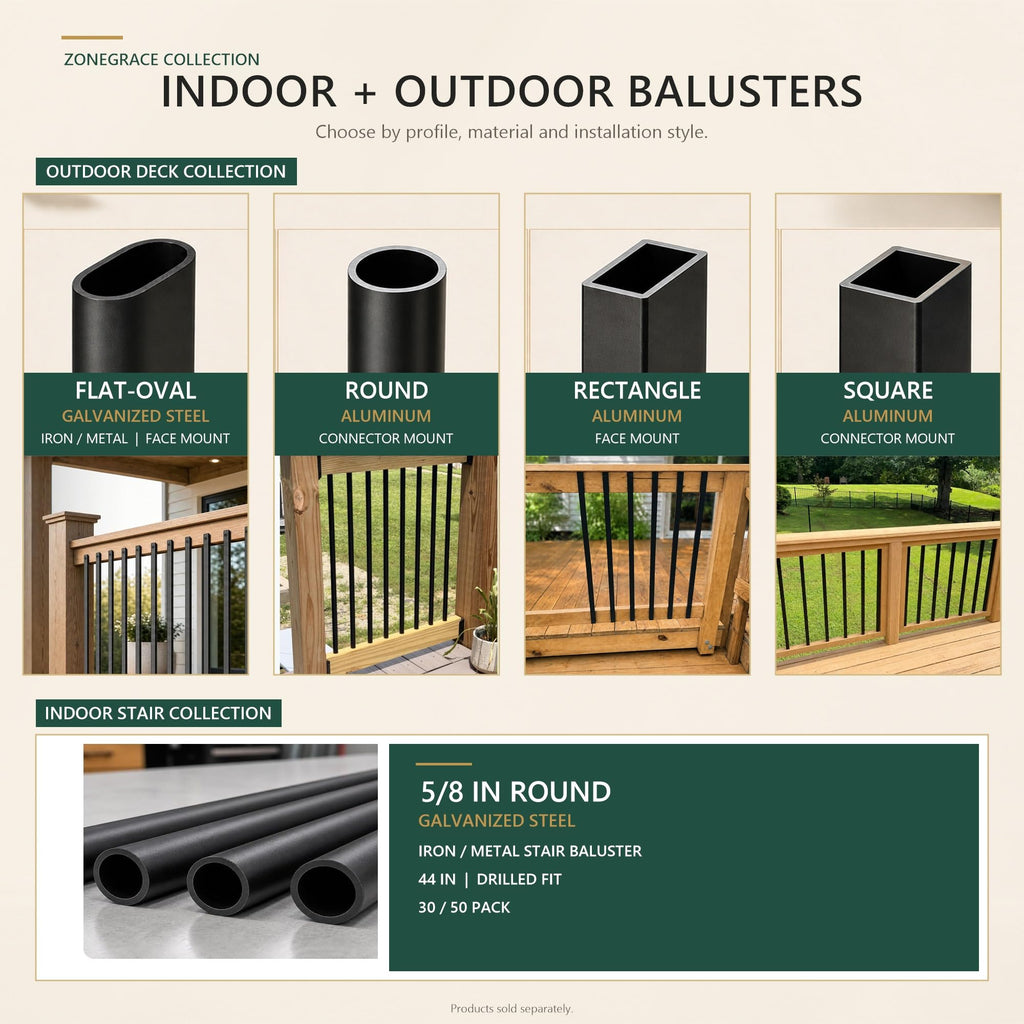 56 Pack 26 inch Black Round Aluminum Balusters T478082