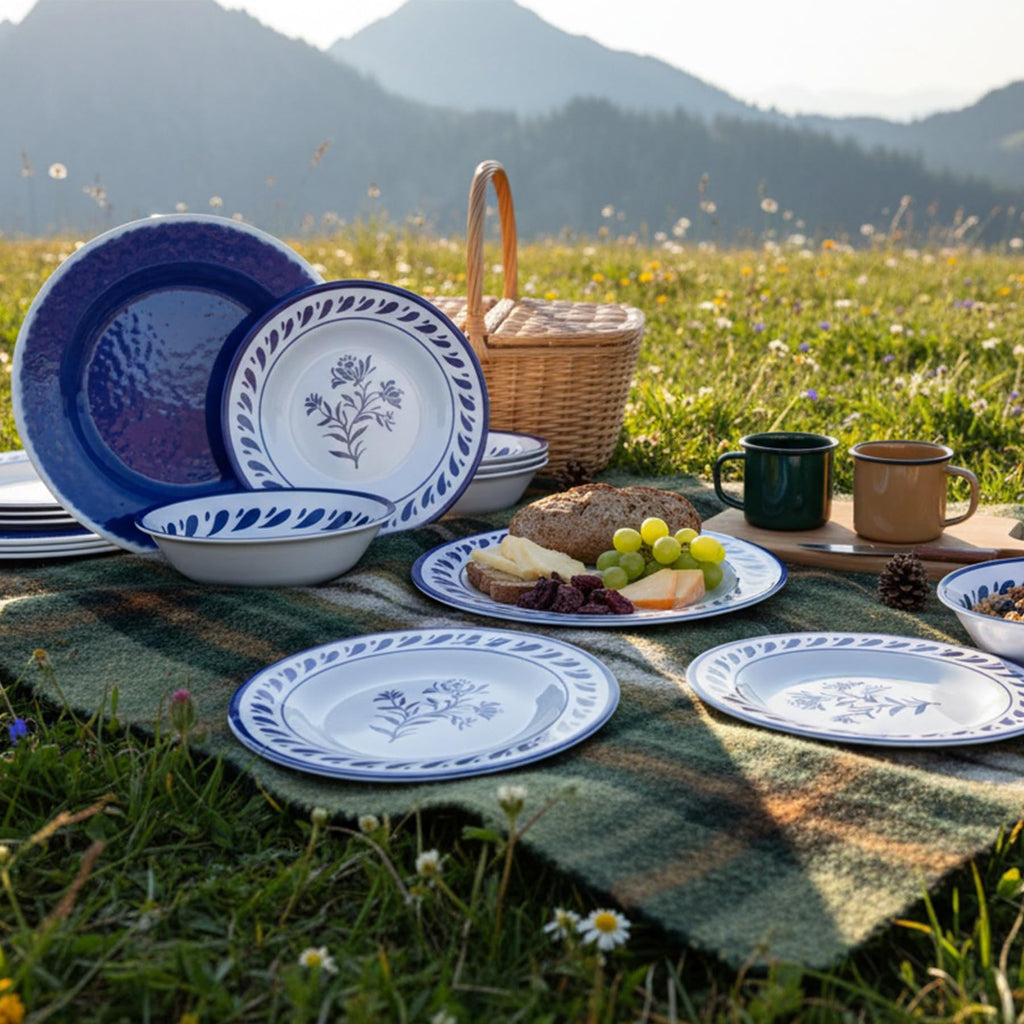 Blue 12-Piece Melamine Dinnerware Set D581488