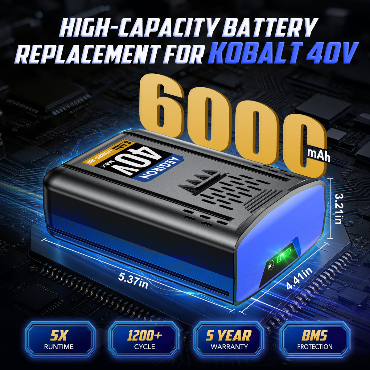 40V 6.0Ah Lithium-lon Replacement Battery C305