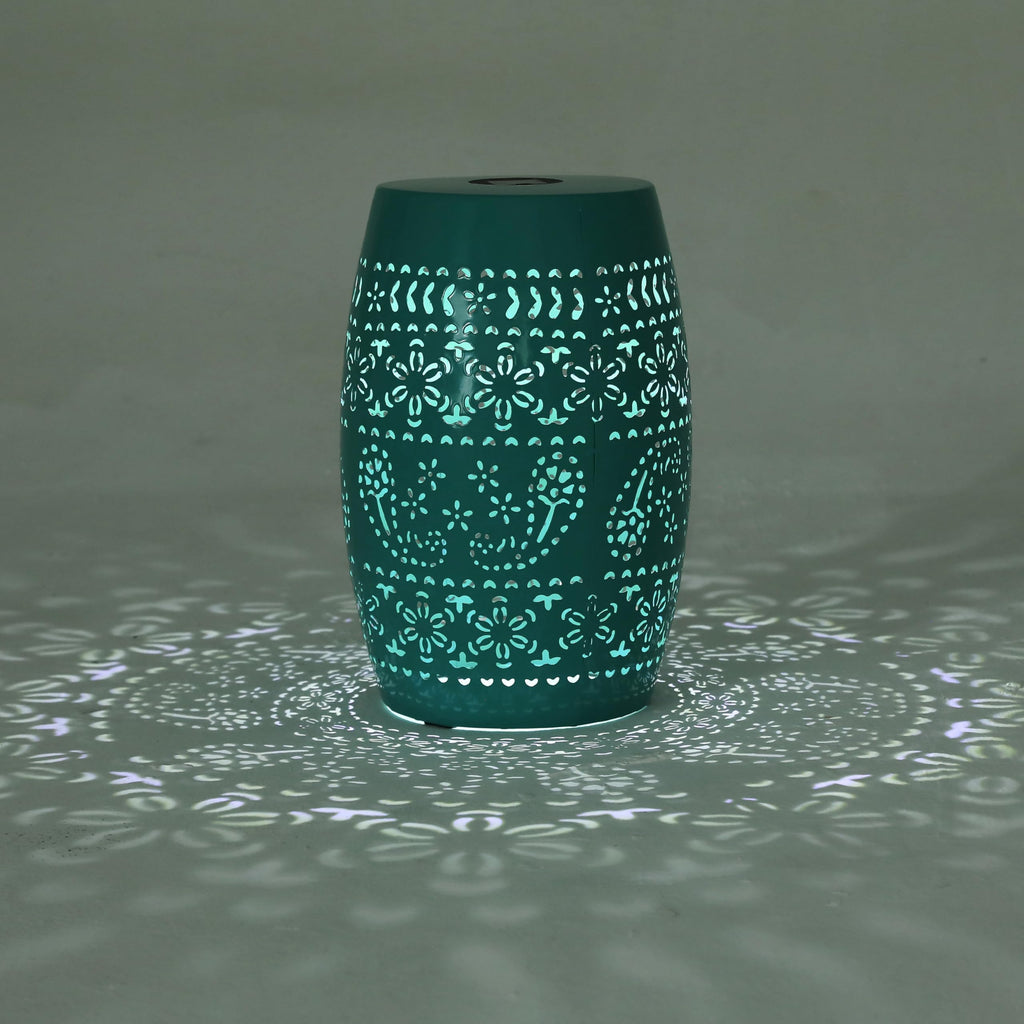 Teal Metal Patio Side Table Y639237